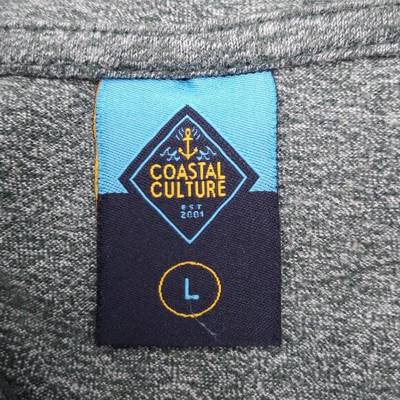 Coastal Culture Ladies Size Large Grey/Green Island Life Drawstring Hoodie - Picture 3 of 8